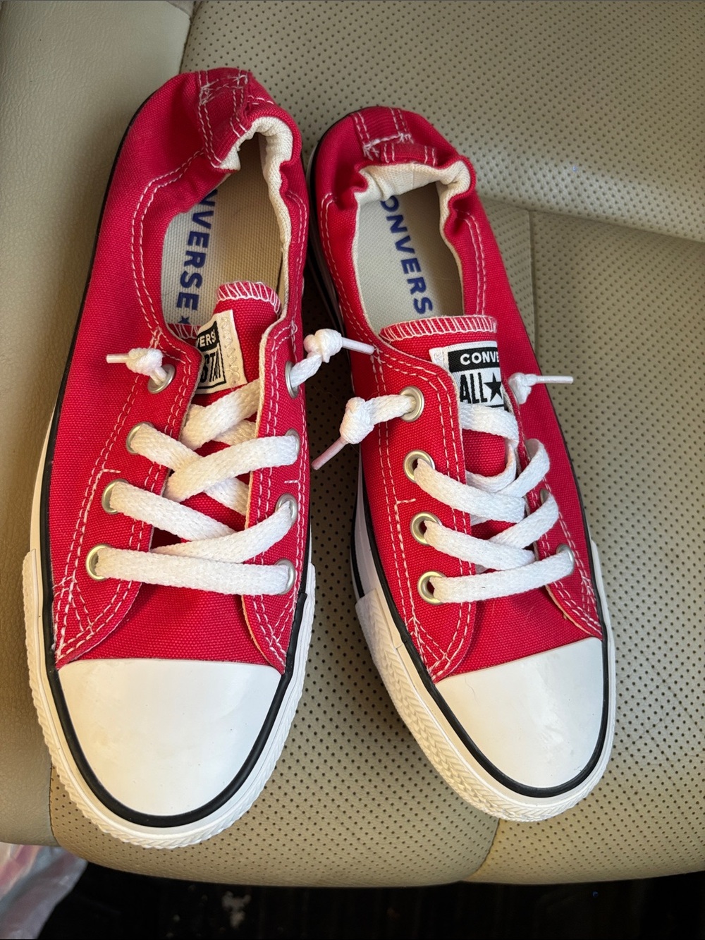 Converse Women’s Red Canvas Low-Top Lace Sneakers